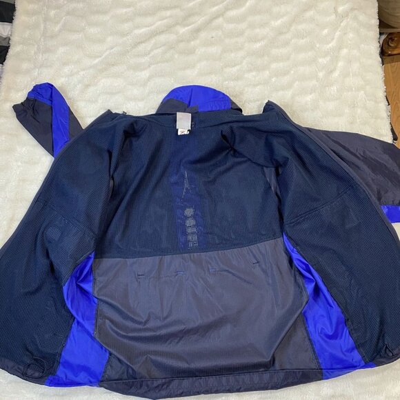 Speedo Windbreaker Jacket Men's Sz Medium Blue Nylon Hooded Full-Zip Long Sleeve - Picture 8 of 9